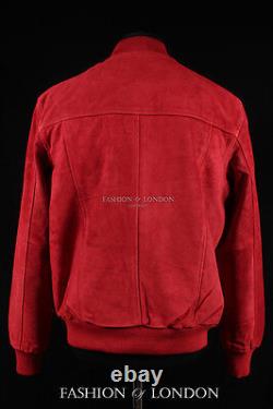 Men's 70'S BOMBER Leather Jacket Red Pilot Aviator Style Suede Leather Jacket
