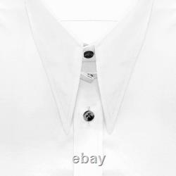 Men's 70s Retro Long Pointed Spear Dagger Tab Collar Tuxedo Wedding White Shirt