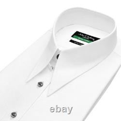 Men's 70s Retro Long Pointed Spear Dagger Tab Collar Tuxedo Wedding White Shirt