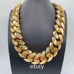 Men's Custom 25mm Wide 26 Inch Long Solid Handmade Cuban Link Necklace Brass