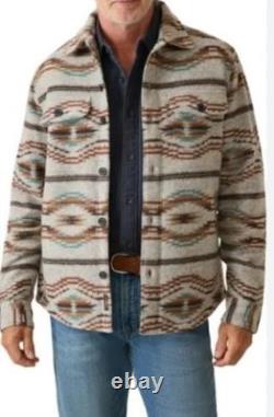 Men's Faherty Range Geo Pattern Fleece Button-Up Shirt Jacket Size M