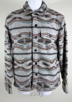Men's Faherty Range Geo Pattern Fleece Button-Up Shirt Jacket Size M