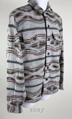 Men's Faherty Range Geo Pattern Fleece Button-Up Shirt Jacket Size M