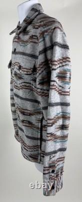 Men's Faherty Range Geo Pattern Fleece Button-Up Shirt Jacket Size M