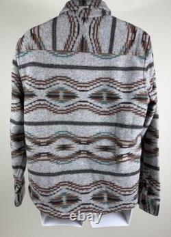 Men's Faherty Range Geo Pattern Fleece Button-Up Shirt Jacket Size M