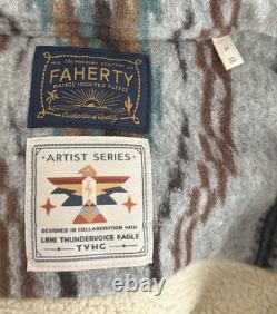 Men's Faherty Range Geo Pattern Fleece Button-Up Shirt Jacket Size M