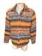 Men's Faherty Range Heavy Pile Fleece Shirt Jacket L Orange Blue Striped