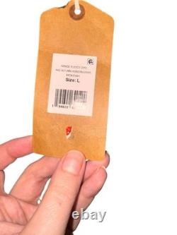 Men's Faherty range heavy pile fleece Shirt Jacket L Orange Blue Striped