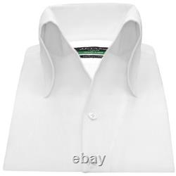 Men's Grooms Wedding White Cotton Shirt High Open Button Down Collar Size 16.5
