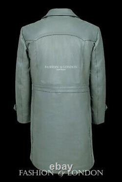 Men's LONG U-BOAT Grey German KRIEGSMARINE Cowhide UBoat Leather Jacket Coat