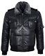 Men's Leather Jacket Black Fur Collar Bomber Air Force 100% Real Leather Pilot-8
