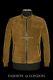 Men's Leather Jacket Khaki Green Suede Classic Perforated Collar Racer Jacket