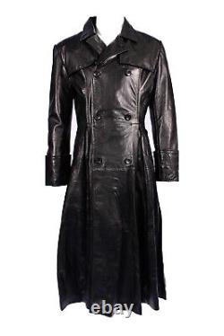 Men's Morpheus The Mafia Long Coat Style Black Real Nappa Leather Trench