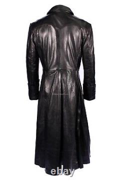 Men's Morpheus The Mafia Long Coat Style Black Real Nappa Leather Trench