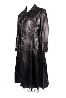 Men's Morpheus The Mafia Long Coat Style Black Real Nappa Leather Trench