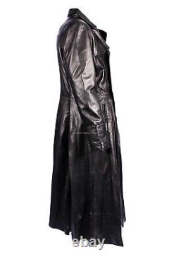 Men's Morpheus The Mafia Long Coat Style Black Real Nappa Leather Trench