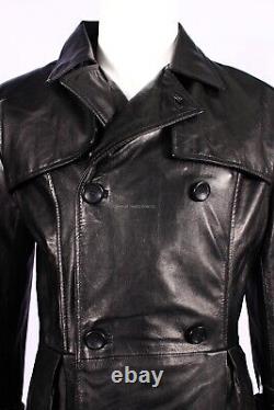 Men's Morpheus The Mafia Long Coat Style Black Real Nappa Leather Trench