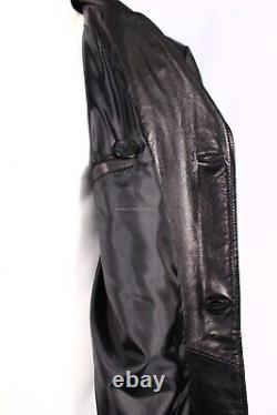 Men's Morpheus The Mafia Long Coat Style Black Real Nappa Leather Trench