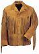Men's Native American Cowboy Jacket Fringe Suede Jacket Western Leather Jacket