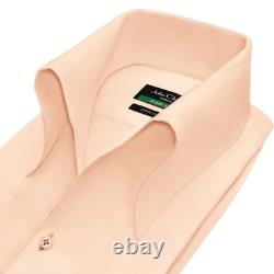 Men's Orange 100% Cotton Preppy Shirt High Open Button Down Collar Elvis Style