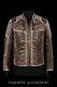 Men's Real Leather Jacket Cappuccino Dusted Waxed Casual Wear Biker Style Jacket