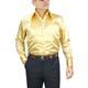 Men's Red Carpet Gold Glossy Shiny Satin Shirt Edwardian High Long Point Collar