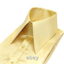 Men's Red Carpet Gold Glossy Shiny Satin Shirt Edwardian High Long Point Collar