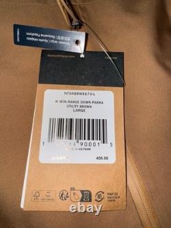 Men's Size Large The North Face Mountain MTN Range Down Parka Relaxed Fit -Brown