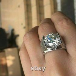 Men's Special 4.30CT Huge White Round Stone Wedding Ring In 935 Argentium Silver