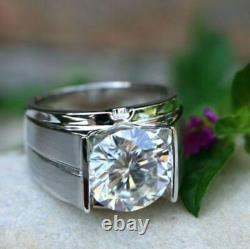 Men's Special 4.30CT Huge White Round Stone Wedding Ring In 935 Argentium Silver
