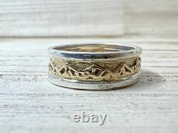 Men's Sterling Silver / 14k Gold Mountain Range Ring Stamped C & S (PO1015263)