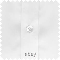 Men's Wedding High Nehru Collar White Mandarin Tuxedo Shirt with Black Buttons