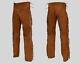 Men's Western Cowboy Brown Leather Suede Native American Buckskin Fringed Pants