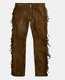 Men's Western Cowboy Leather Suede Brown Native American Buckskin Fringed Pants