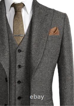 Mens 3 piece suit Bespoke made to measure -Tweed Herringbone -Tom Shelby Range