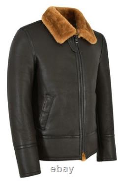 Mens B3 Jacket Bomber Pilot RAF Real Shearling Sheepskin Jacket Brown