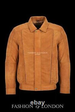 Mens Real Leather Jacket Soft Tan Buff Leather Classic Blouson Style jacket