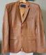 Mens Smart Range Leather Jacket, Brown Tan, Button Up, Lined Size Small