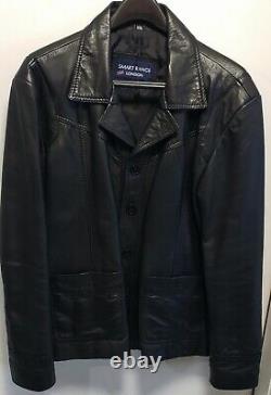 Mens Smart Range London Black Soft Leather Button Jacket XL Read