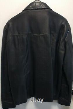 Mens Smart Range London Black Soft Leather Button Jacket XL Read