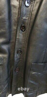 Mens Smart Range London Black Soft Leather Button Jacket XL Read