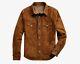 Mens Suede Leather Trucker Jacket Western Vintage Classic Top Biker Button Shirt