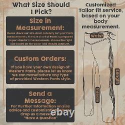 Mens Western Cowboy Leather Real Suede Native American Hippy Beaded Fringe Pants