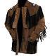 Mens Western Suede Jacket Native American Cowboy Jacket Fringes Leather Jacket