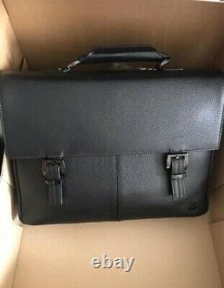 Montblanc Range Single Gusset Briefcase Soft Black Leather Notebook Bag 105933