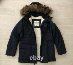 NEW Abercromb & Fitch Men's Sentinel Range Sherpa Parka Coat Navy Medium