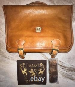 NEW Pratesi Secchieta Briefcase, Leather Messenger Bag Cognac $625