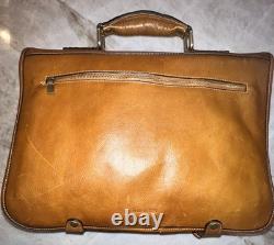 NEW Pratesi Secchieta Briefcase, Leather Messenger Bag Cognac $625
