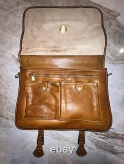 NEW Pratesi Secchieta Briefcase, Leather Messenger Bag Cognac $625
