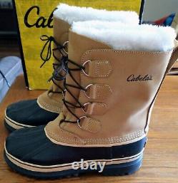 NWT MEN'S 9D CABELA'S LEATHER SOREL CARIBOU WINTER RANGE PAC BOOTS withBOX